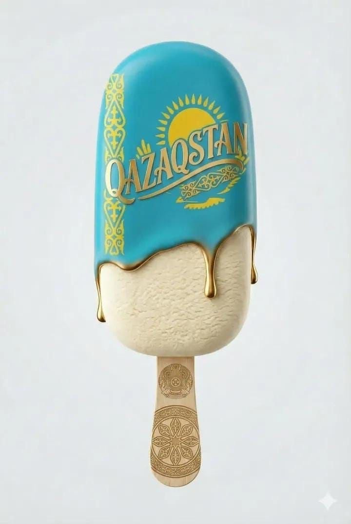 Ultra-realistic product shot of a premium ice cream bar inspired by Kazakhstan