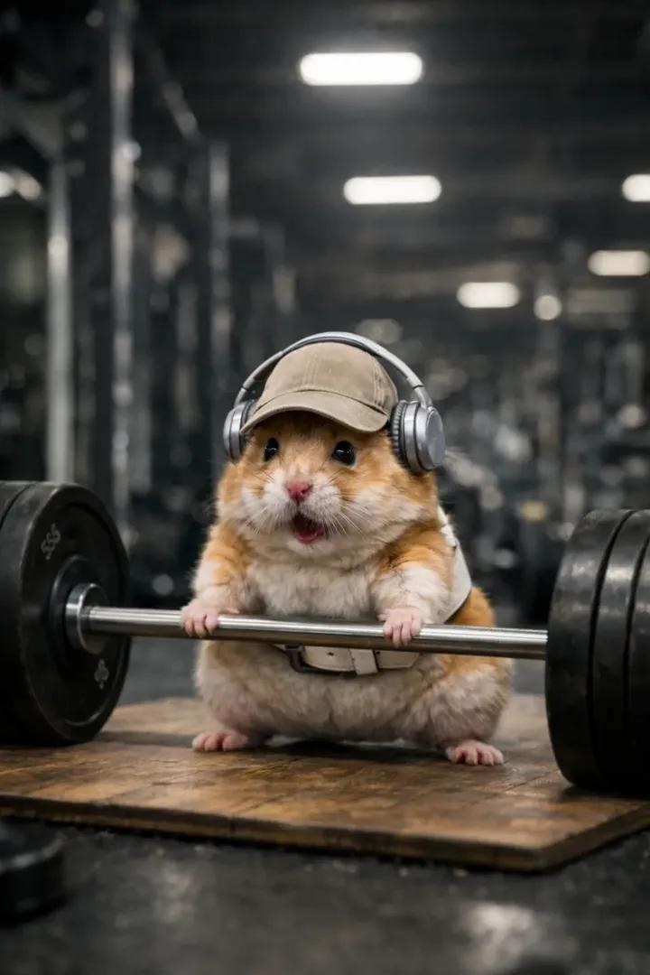 Cinematic Hamster Deadlift Video Prompt