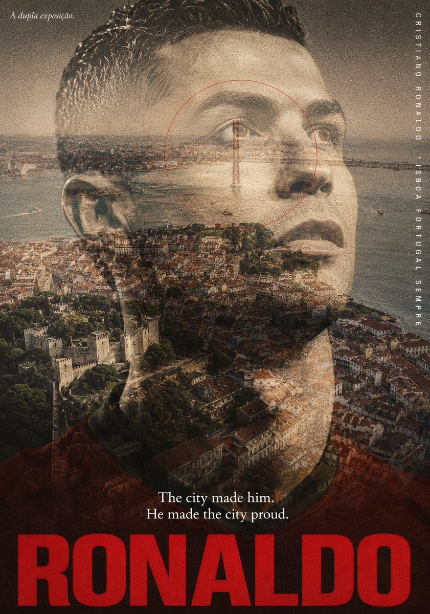 Cristiano Ronaldo Lisbon Double Exposure Poster — AI image template example
