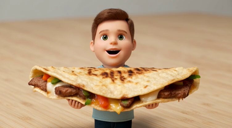 Tiny Man and Giant Quesadilla