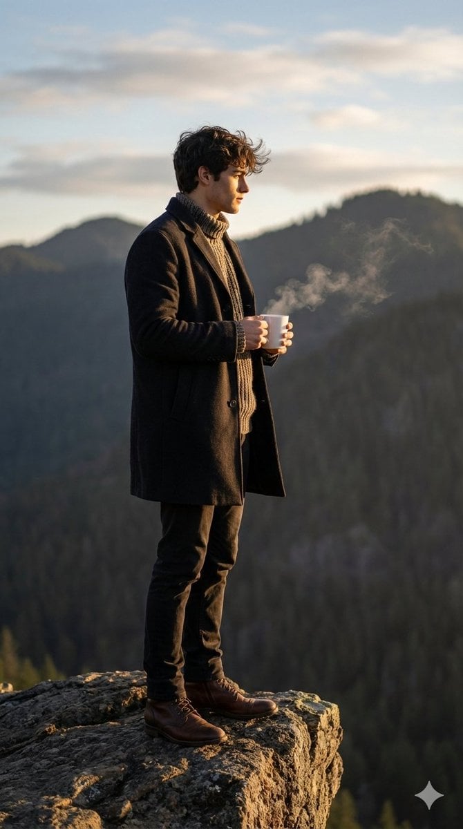 Cinematic Sunrise Portrait on a Cliff Edge