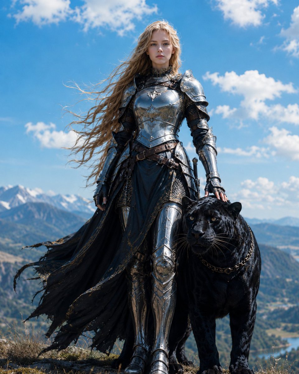 Blonde Knight with Black Panther