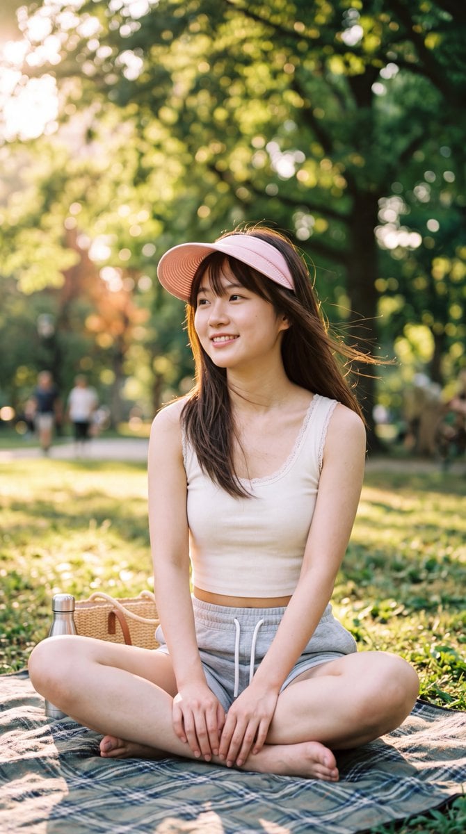 Sunlit Park Picnic Portrait — AI image template example