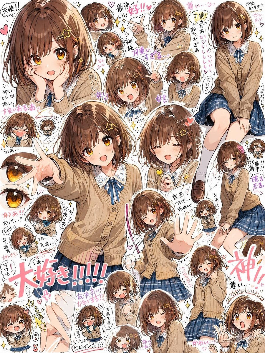 Dense Anime Schoolgirl Fan Collage