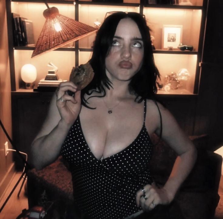 Billie Eilish Inspired Sepia Candid Portrait — AI image template example