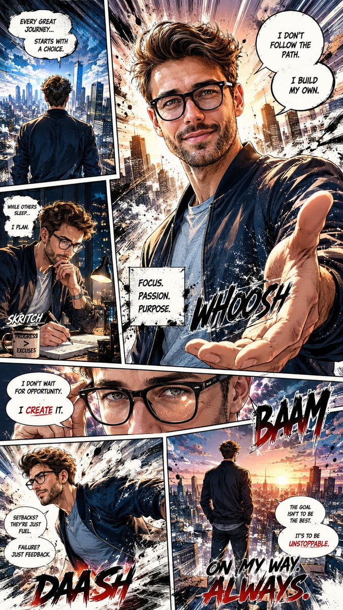Dynamic Manga Page Illustration