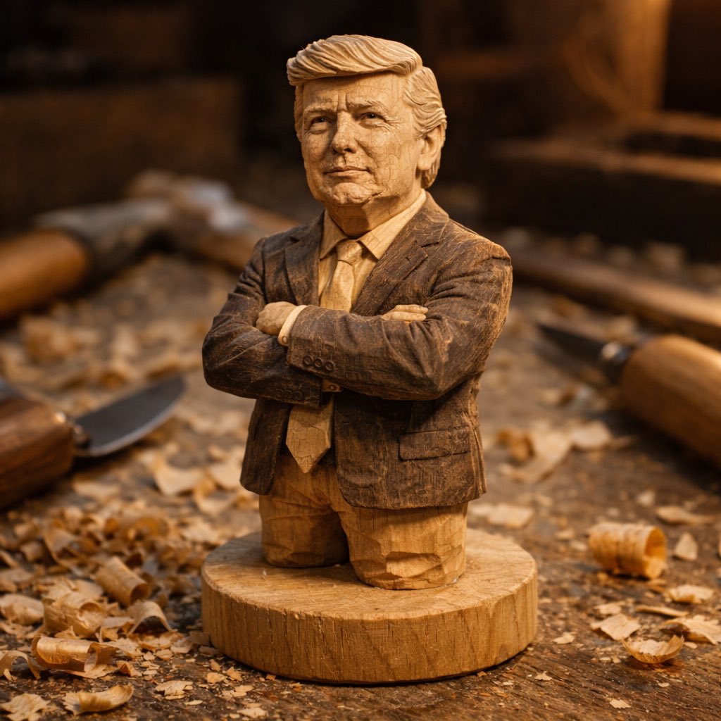 A hand-carved wooden miniature figure shaped with visible knife marks