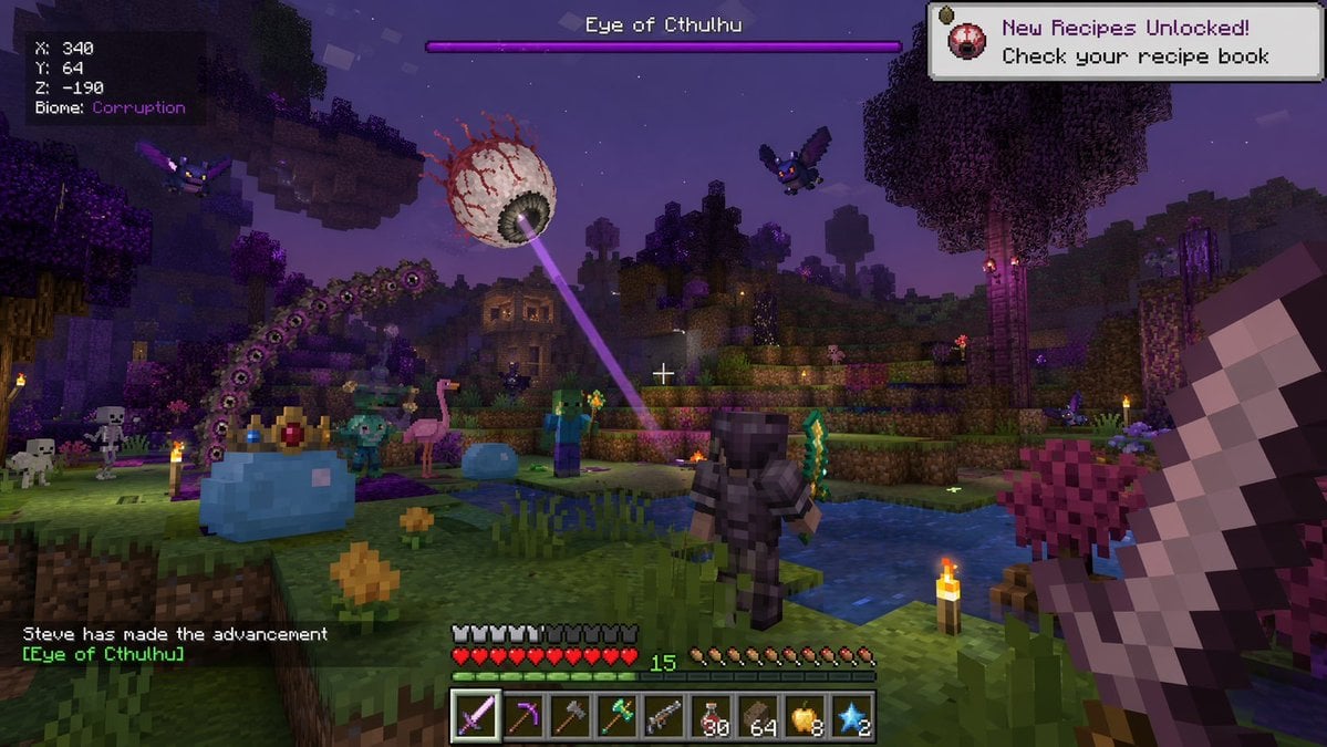 Voxel Survival Game Boss Fight UI reference image 1