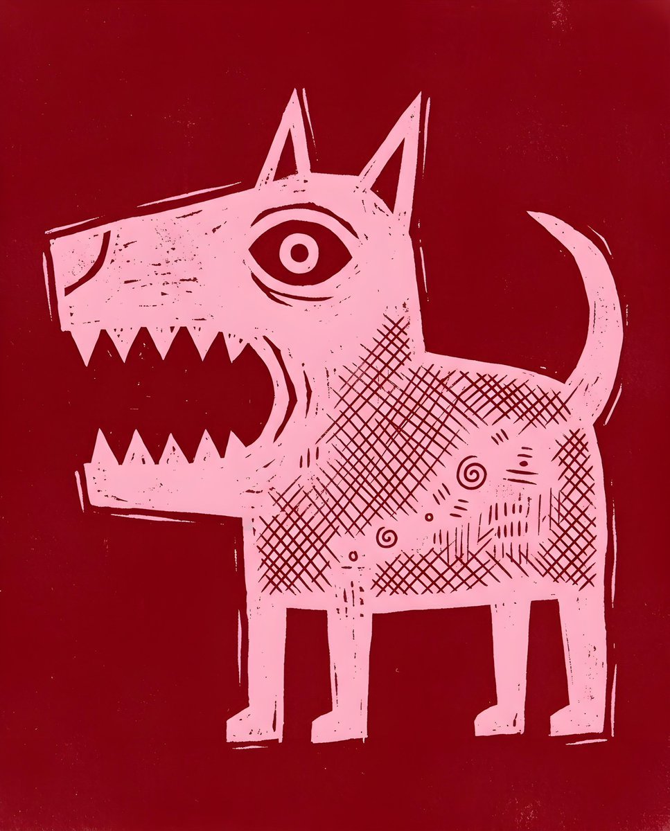 Primitive Stencil Dog Illustration — AI image template example