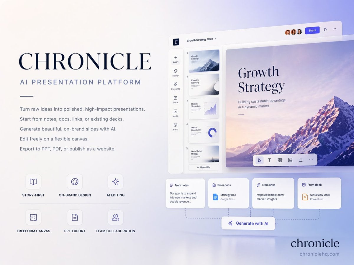 Premium 4 3 presentation cover slide introducing Chronicle