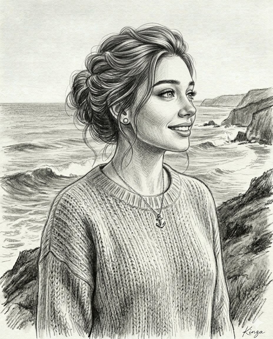 Vintage Graphite Pencil Portrait — AI image template example