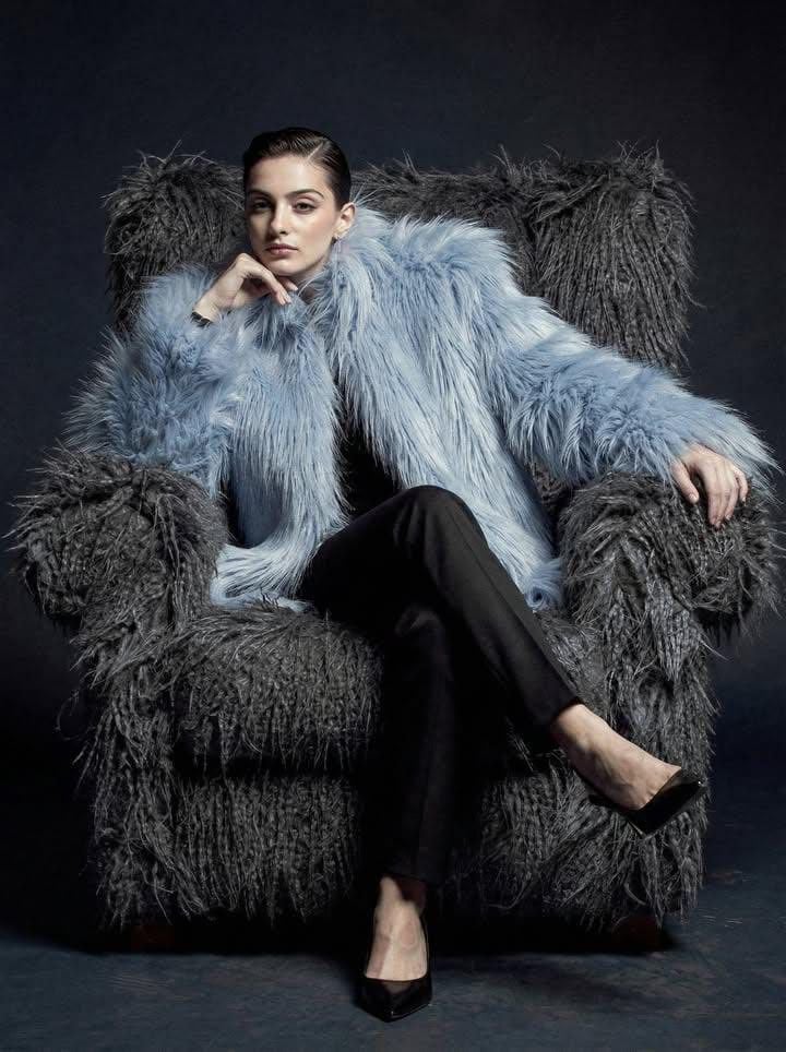 Ultra-high fashion editorial portrait in faux-fur coat