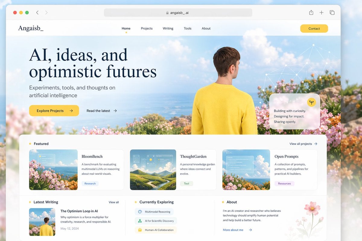 Optimistic AI Portfolio Landing Page — AI image template example