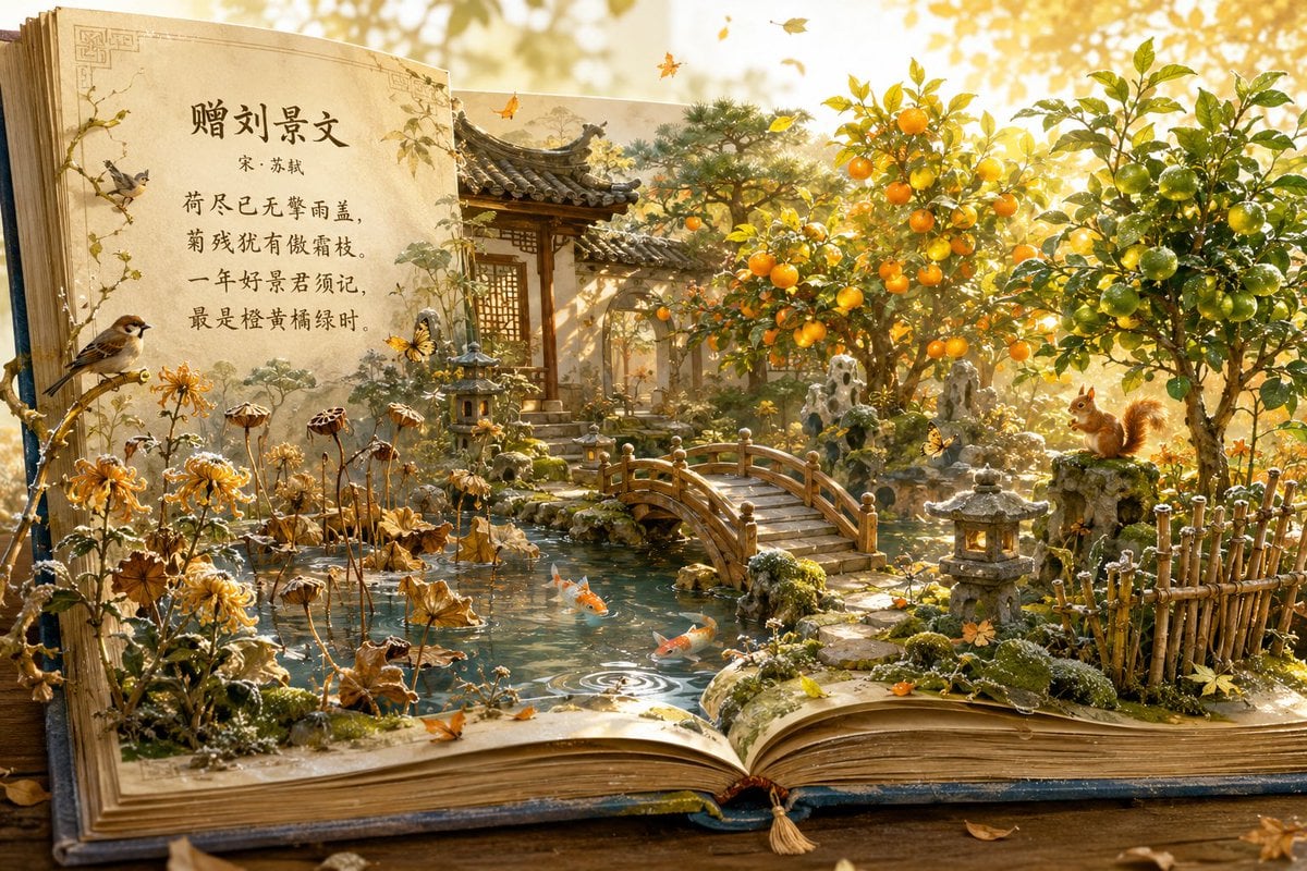 Autumn Chinese Garden Pop-Up Book — AI image template example