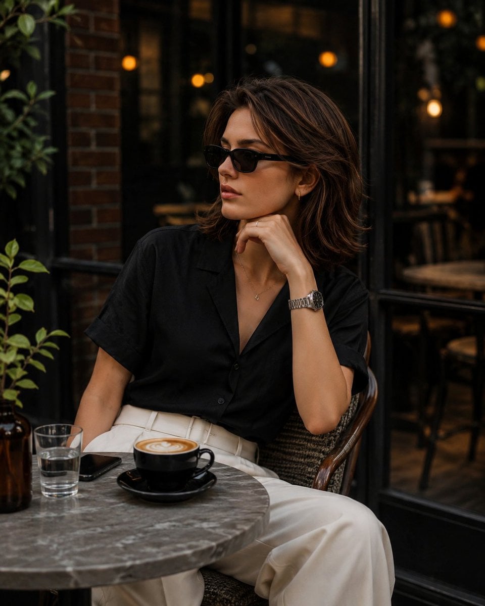 Elegant European Cafe Lifestyle Portrait