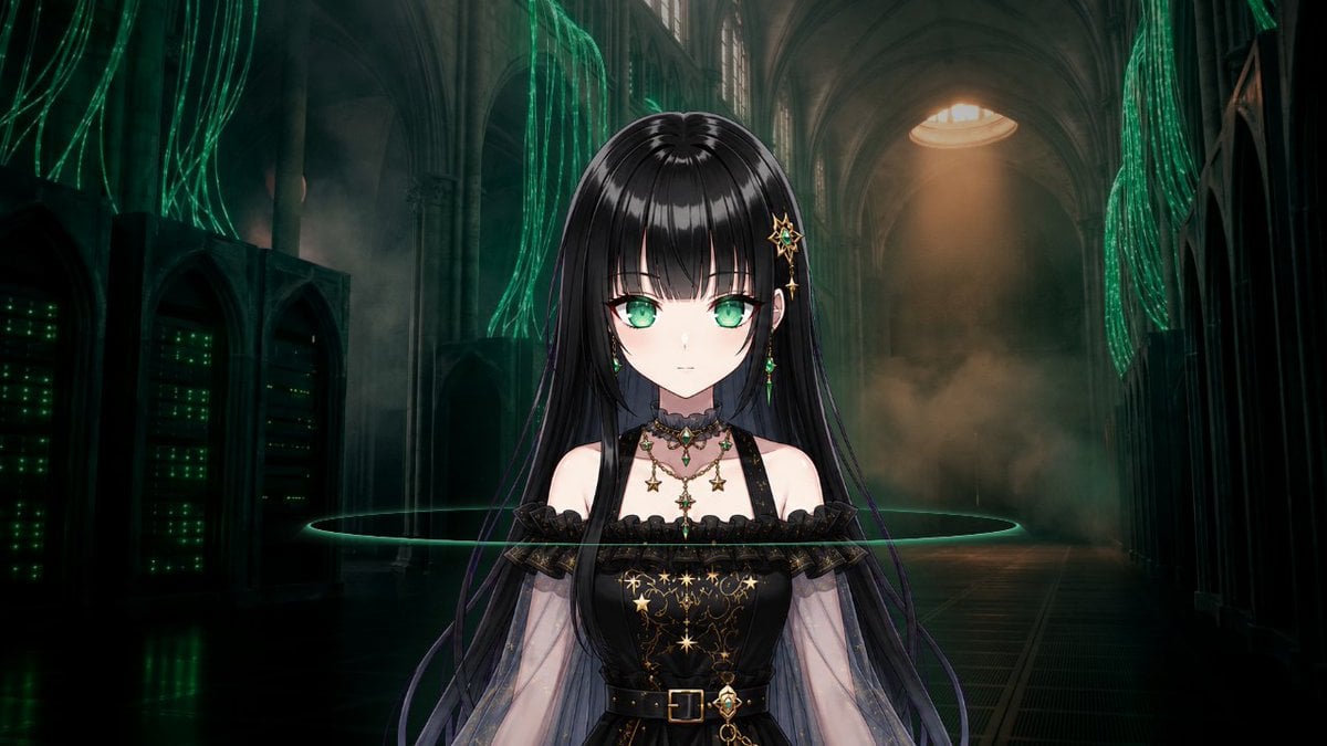 Gothic Cyber VTuber Cathedral Portrait