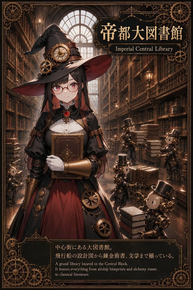 Imperial Steampunk Library Poster