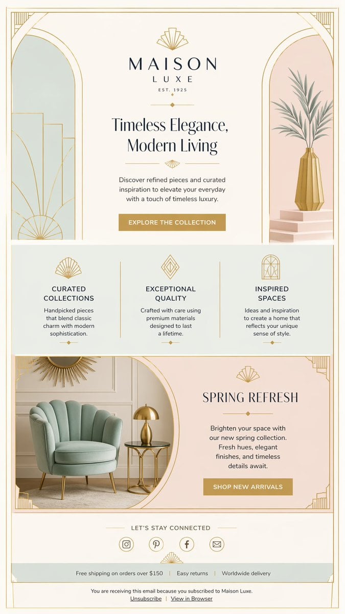 Luxury Art Deco Home Decor Email
