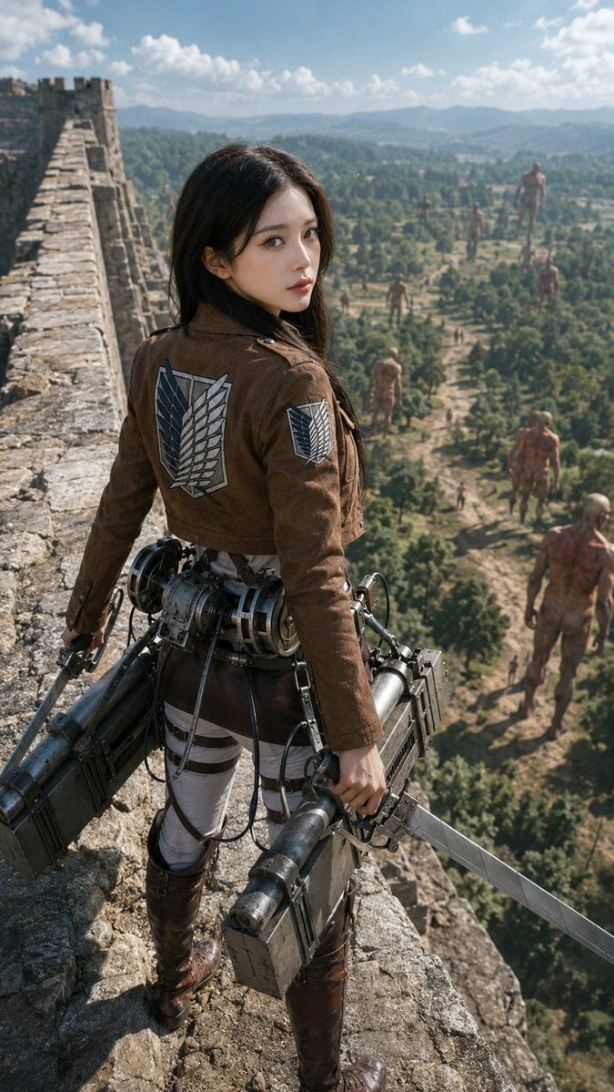 Photorealistic Scout on Titan Wall — AI image template example