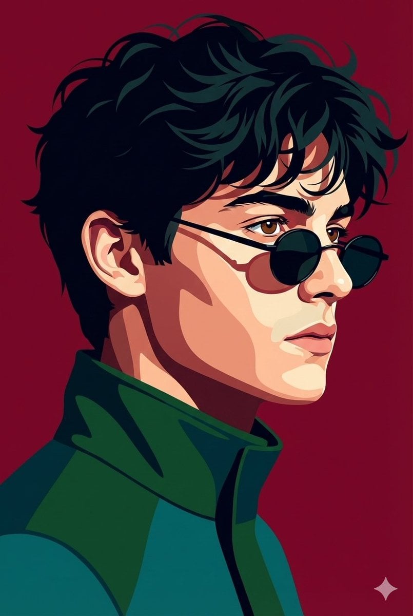 Vectorized Profile Portrait with Textural Detail