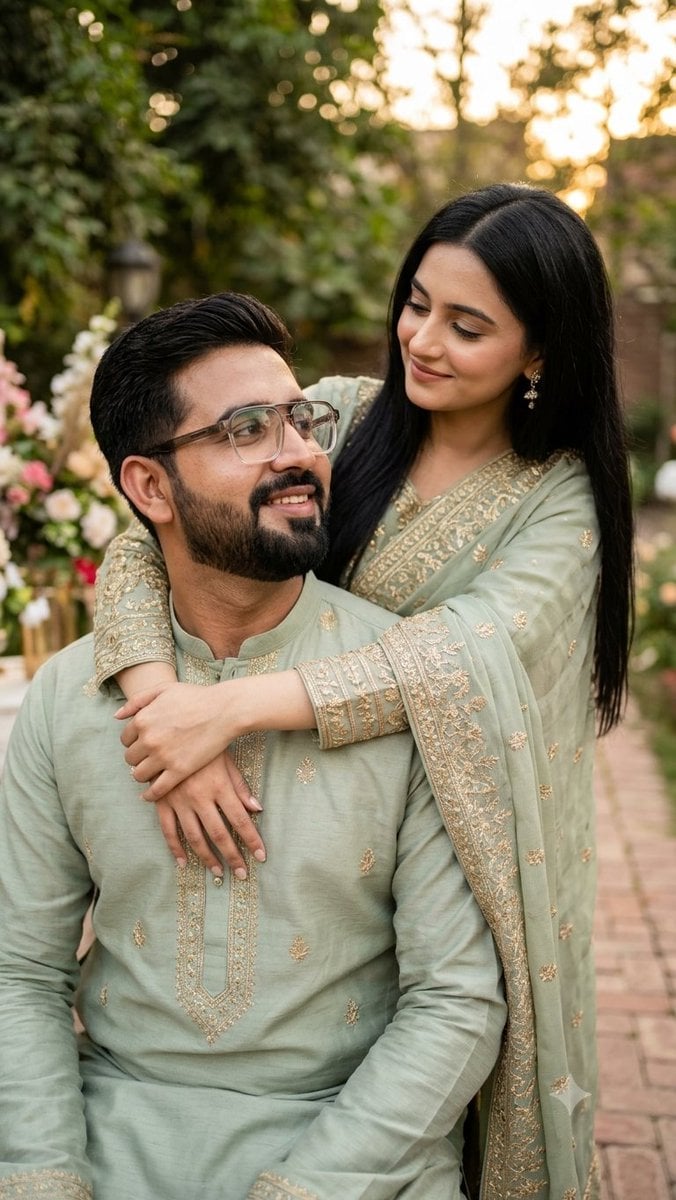 South Asian Wedding Couple Portrait — AI image template example