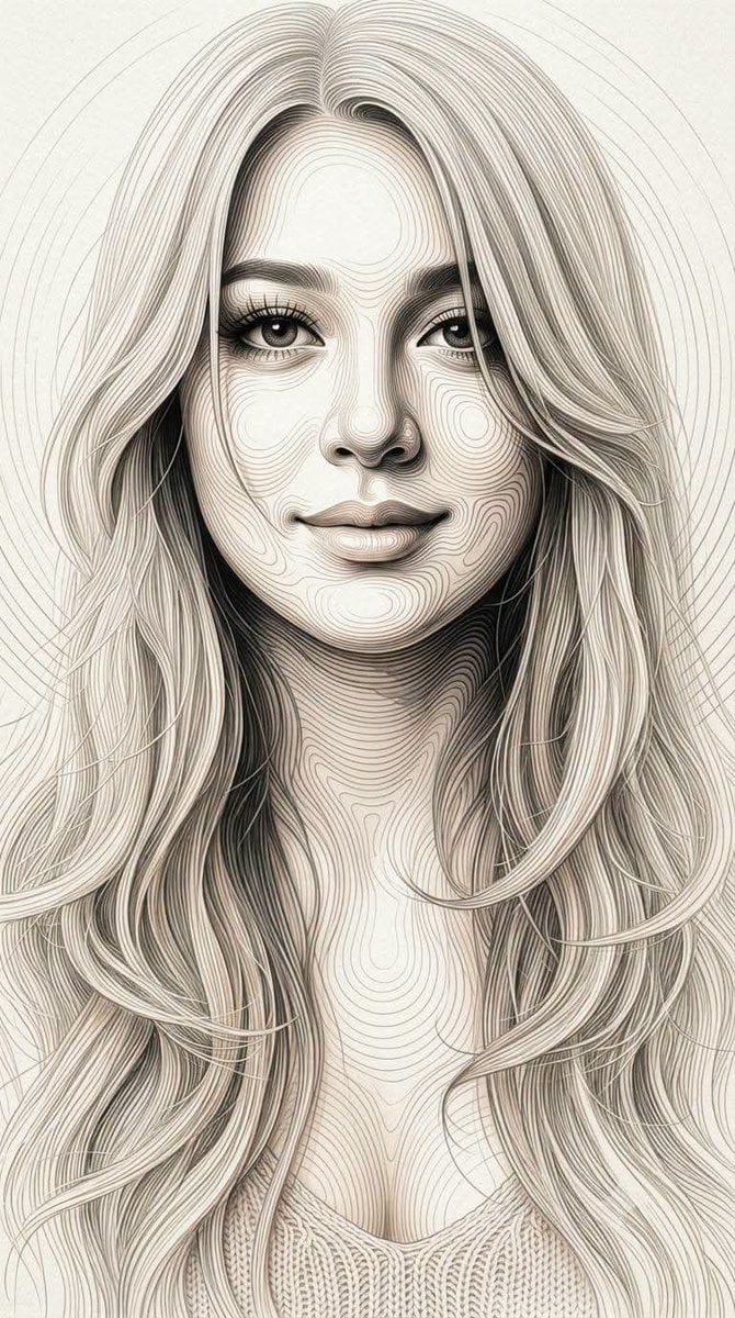 Topographic Contour Line Portrait — AI image template example