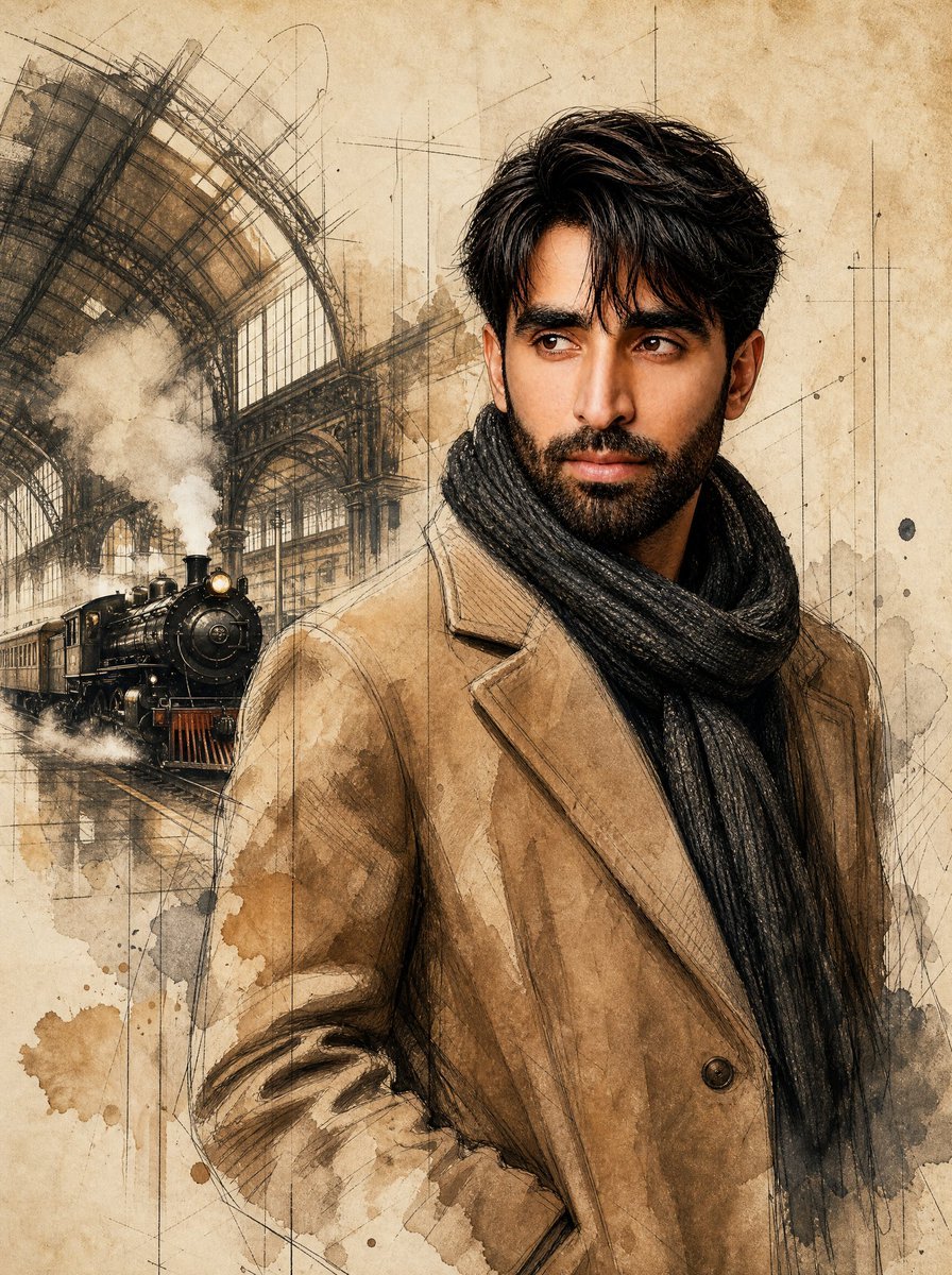 Mixed-Media Fashion Train Illustration — AI image template example