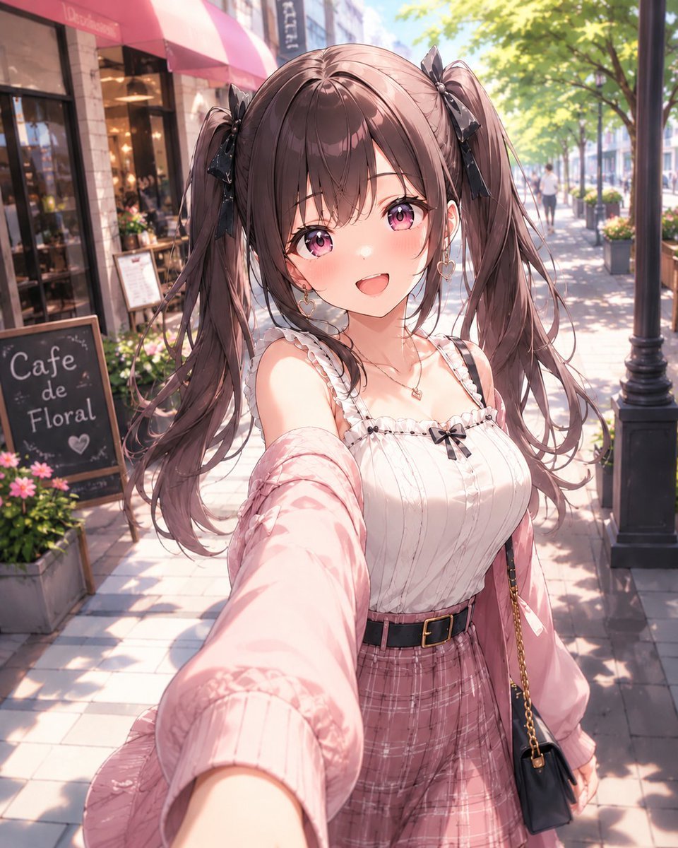 Anime Cafe Selfie Girl — AI image template example