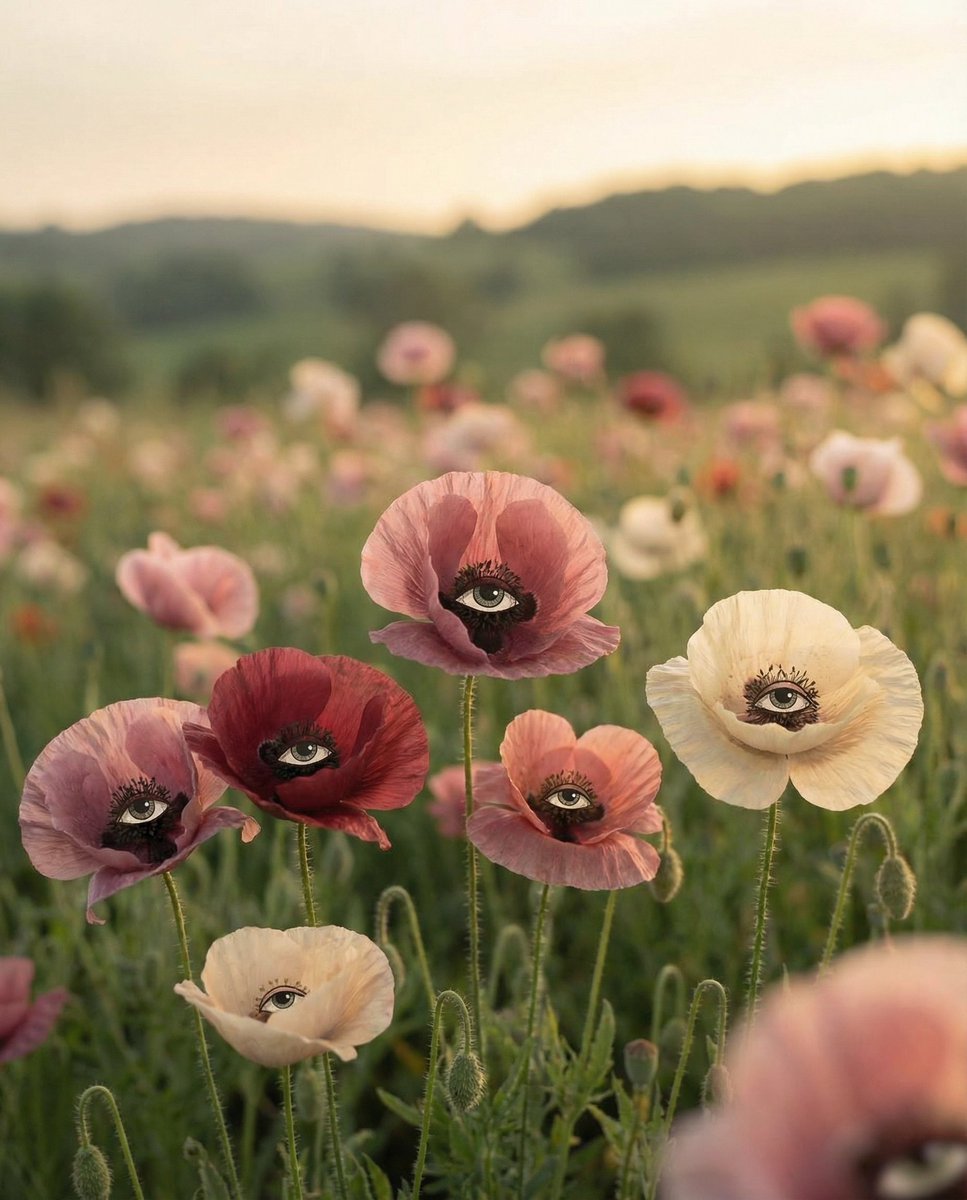 Surreal Poppies with Eyes