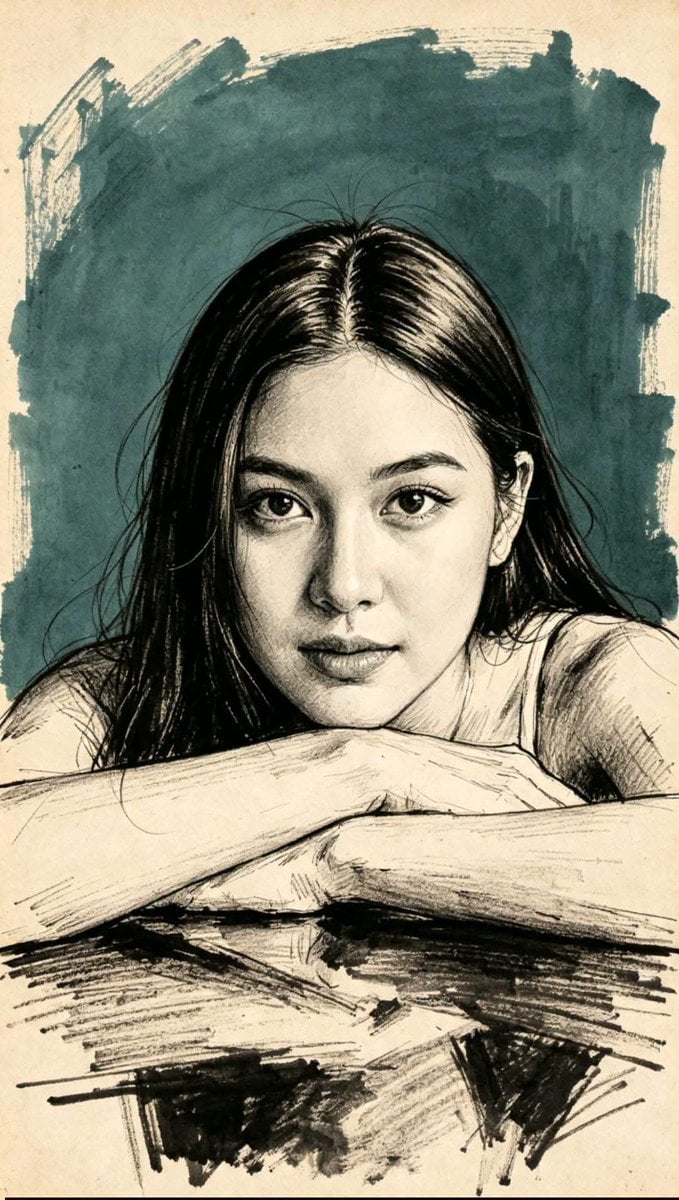 Traditional Masterpiece Sketch Technique — AI image template example