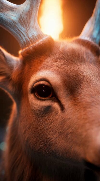 Grok Imagine Video Prompt: Dynamic Fantasy Scene with Deer, Fairy, and Girl
