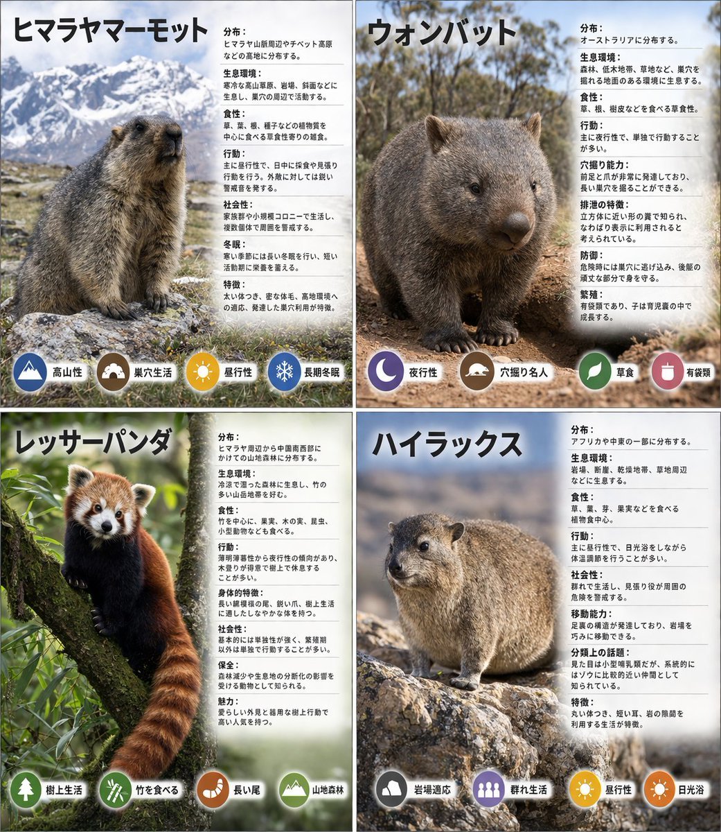 Panel Animal Infographic Grid