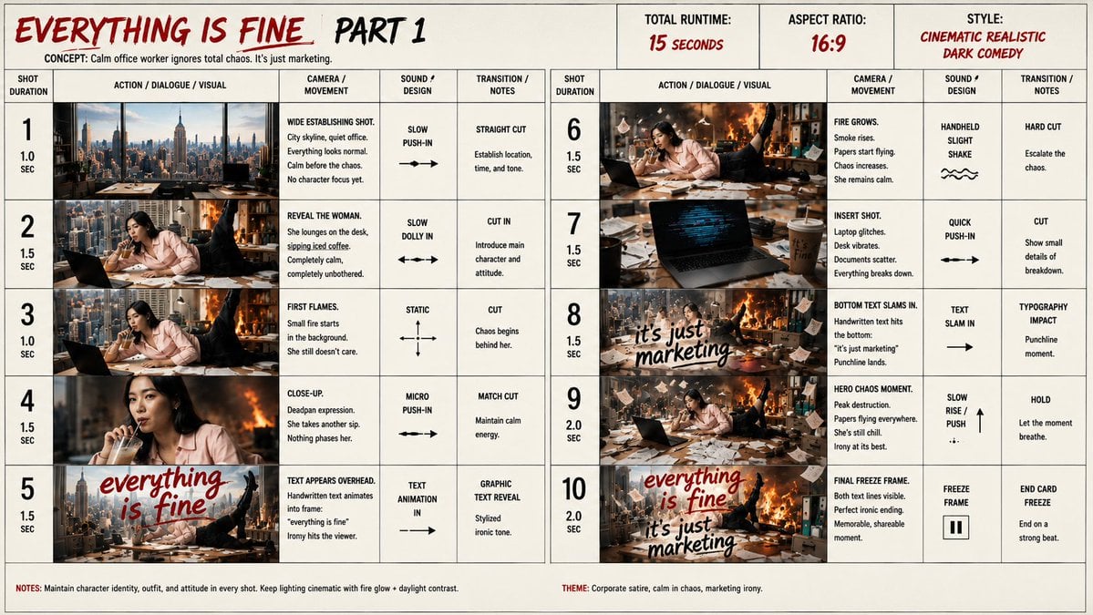 Everything Is Fine Storyboard Sheet