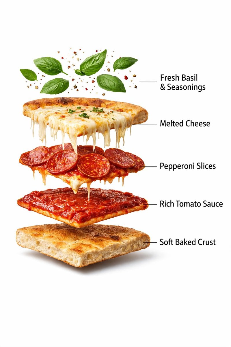 Ultra-Realistic Exploded Pizza Infographic and Motion Prompt