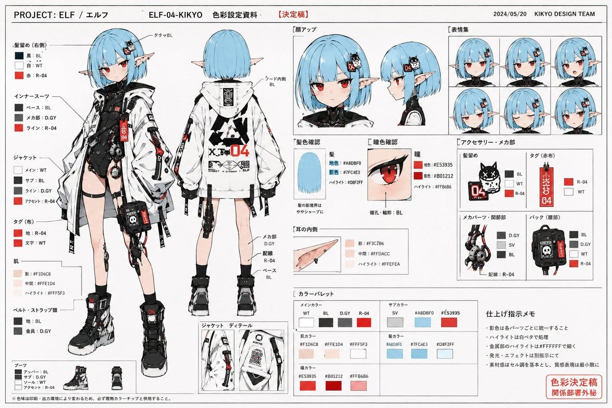 Anime Character Color Setting Sheet
