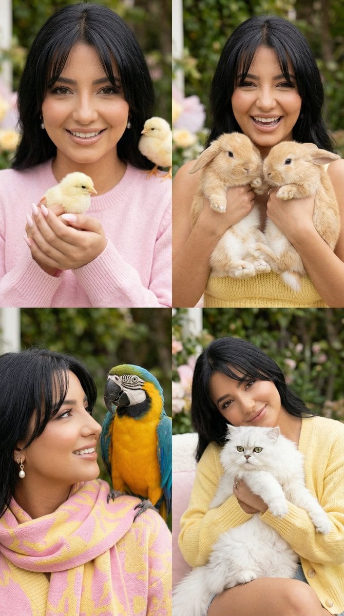 2x2 Grid Cute Animal Fashion Editorial Prompt
