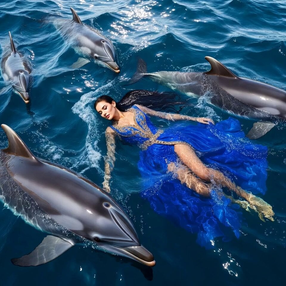 Ultra-Realistic Ocean Fantasy with Dolphins Video Prompt
