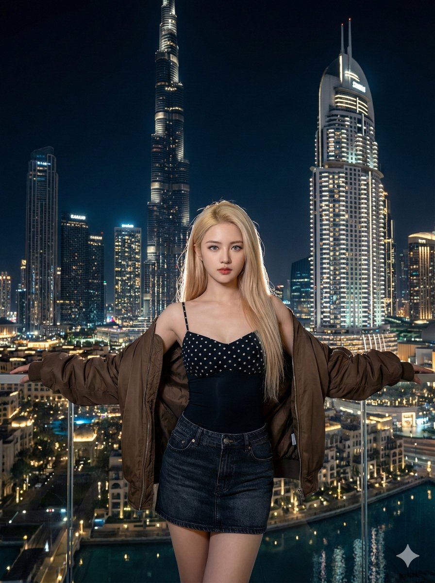 Cinematic Fashion Portrait in Dubai Prompt
