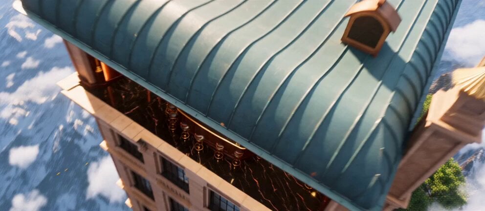 Coffee Shop Cinematic Aerial Descent