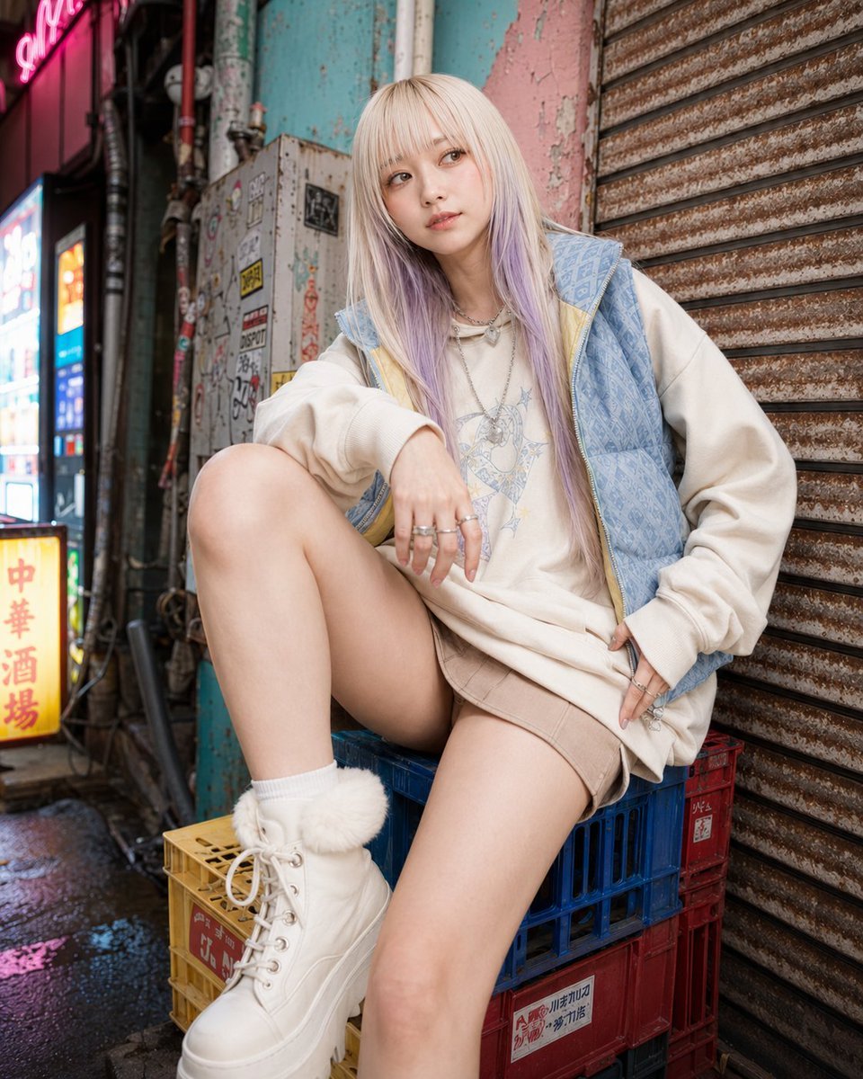 Retro-Pop Alley Fashion Editorial — AI image template example