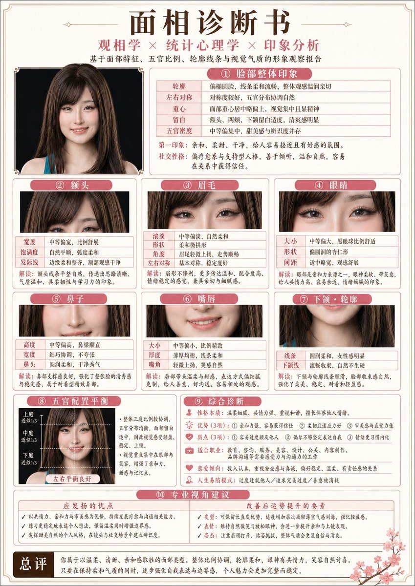 Japanese-Style Facial Analysis Diagnostic Poster
