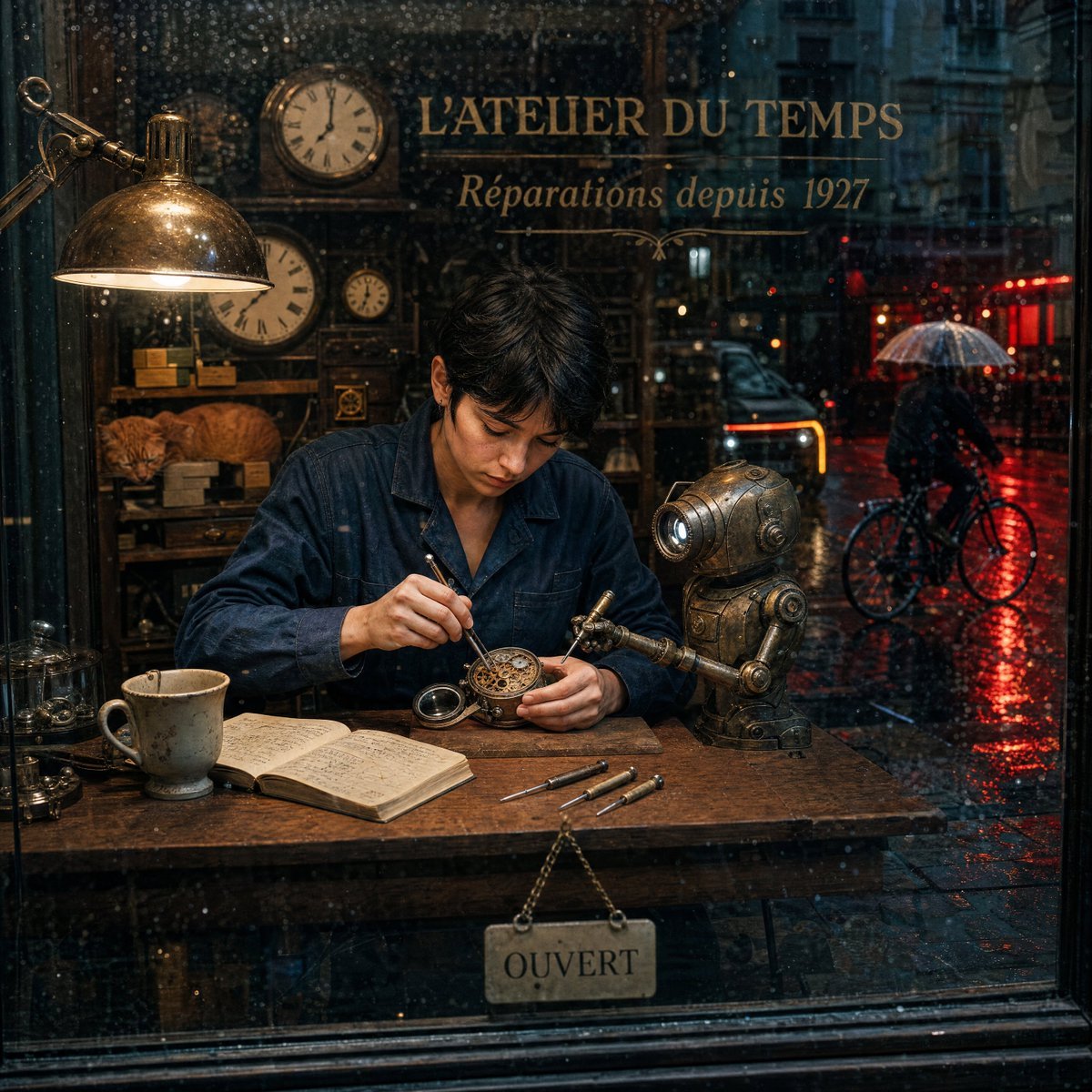 Rainy Paris Watchmaker Recomposition reference image 1