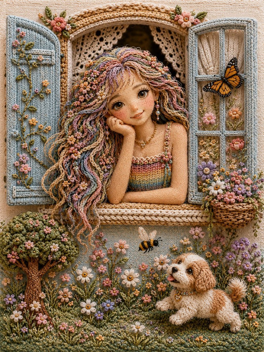 Handcrafted 3D Embroidery Scene