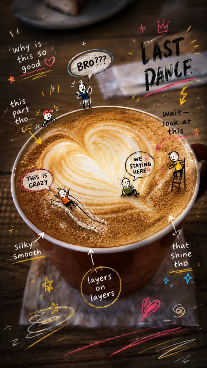 Latte Photo With Emotional Doodles