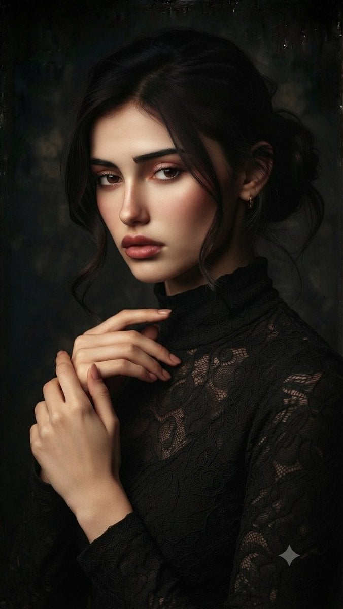 Dramatic Chiaroscuro Studio Portrait — AI image template example