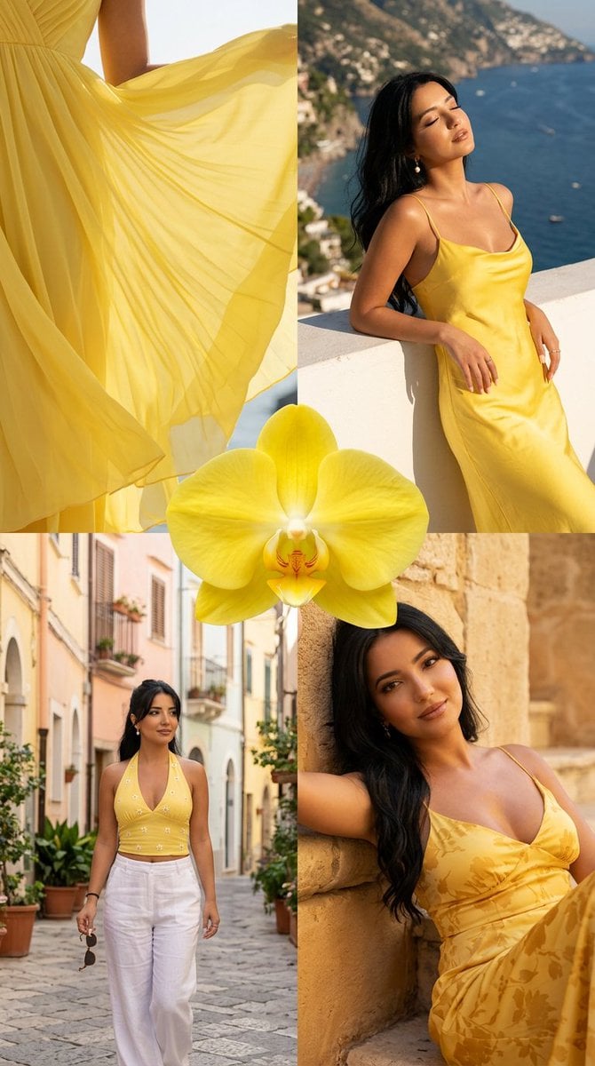 Amalfi Coast Summer Fashion Collage — AI image template example