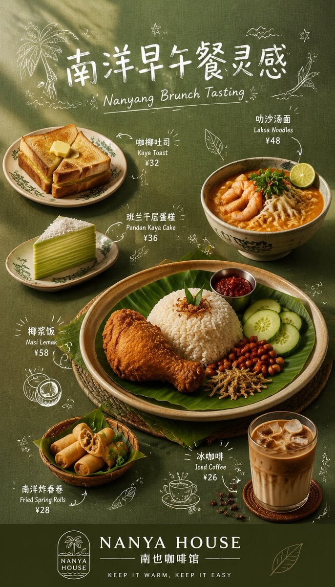 Nanyang Brunch Chalk Menu Poster — AI image template example