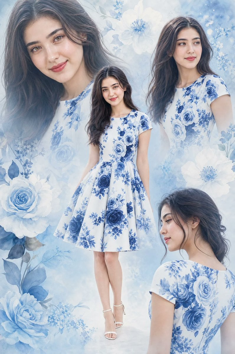 Floral Dress Fashion Collage