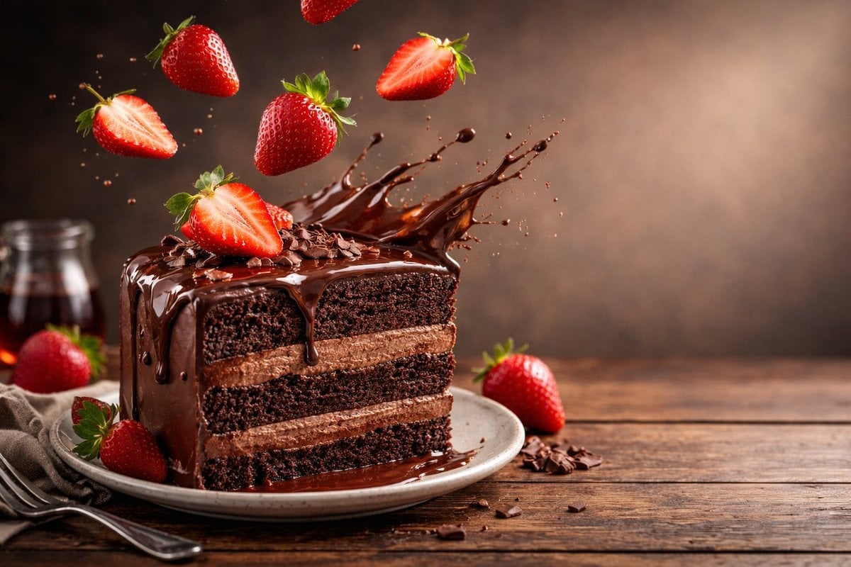 Advertising-style food photography of a stack of pancakes arranged