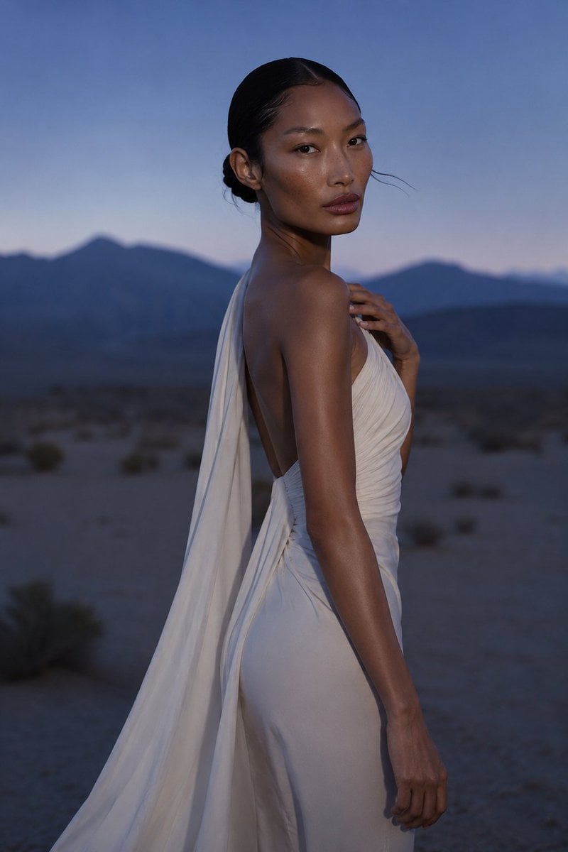 Twilight Desert Fashion Portrait — AI image template example